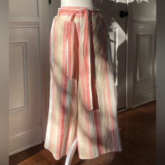 Cremieux Striped Pink and Cream Women's Culottes Size 4 - Picture 2 of 7